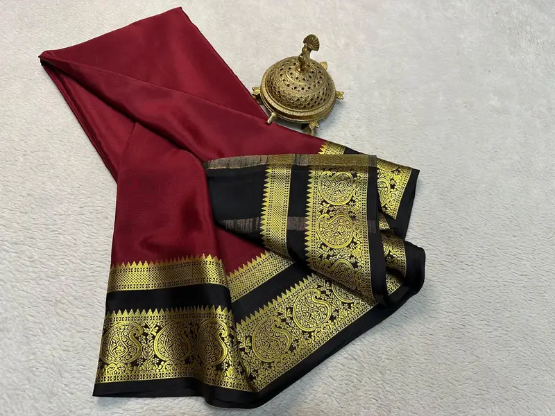 Pure semi crepe mysore silk saree - Image 8 in Hyderabad
